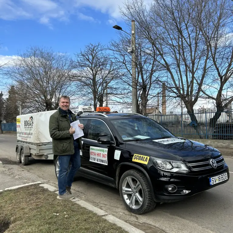 Elev admis, masina Tiguan, categoria BE, scoala de soferi BDG