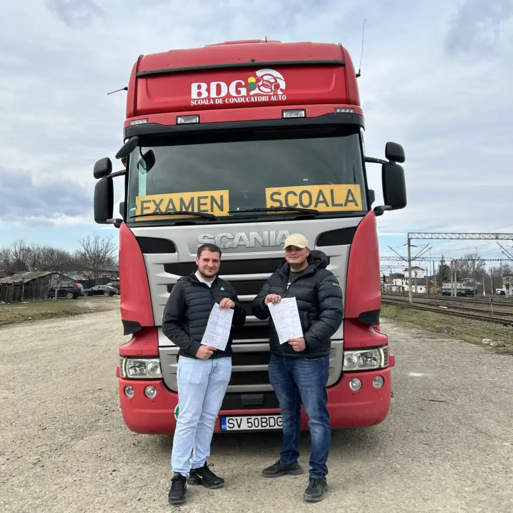 Elevi admisi, camion Scania, categoria C, scoala de soferi BDG