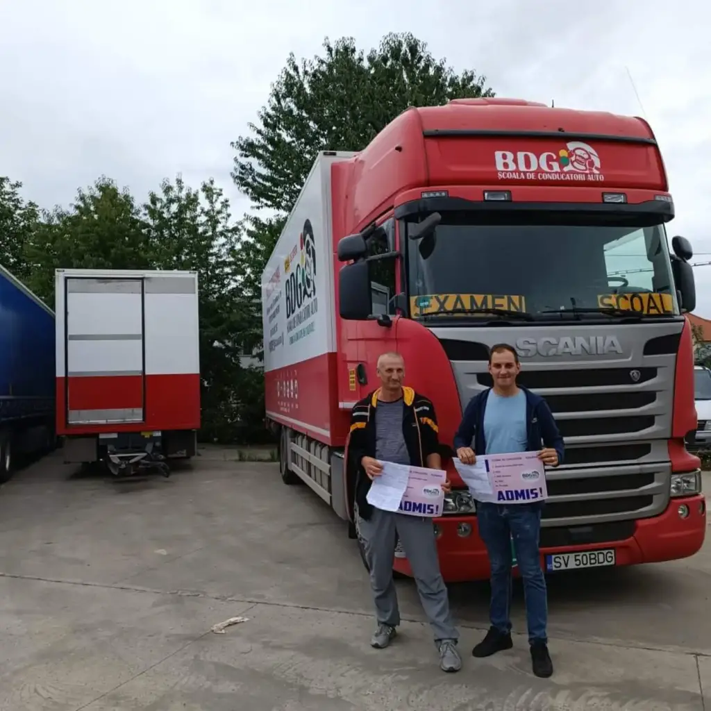 Elevi admisi, camion Scania, categoria C, scoala de soferi BDG