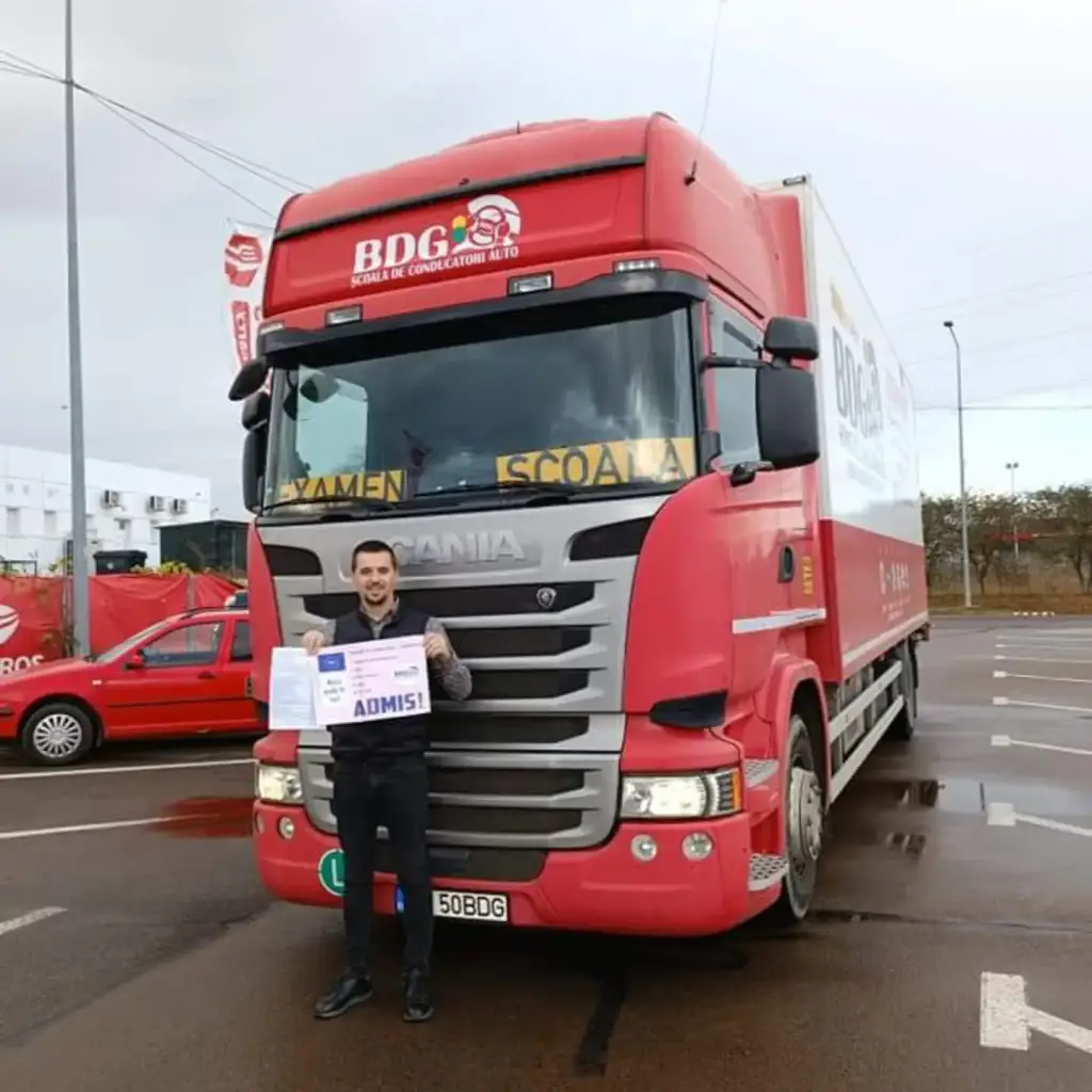 Elev admis, camion Scania, categoria C, scoala de soferi BDG