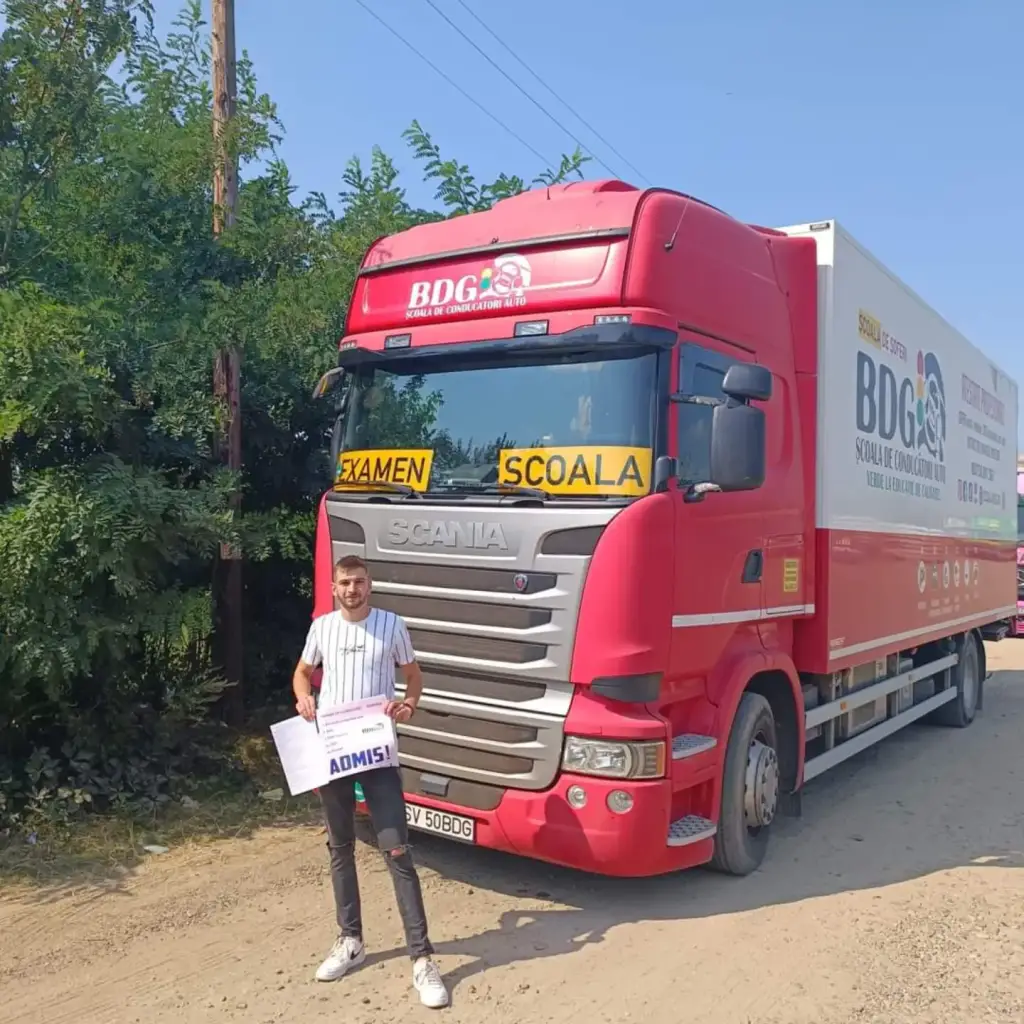 Elev admis, camion Scania, Categoria C, scoala de soferi BDG