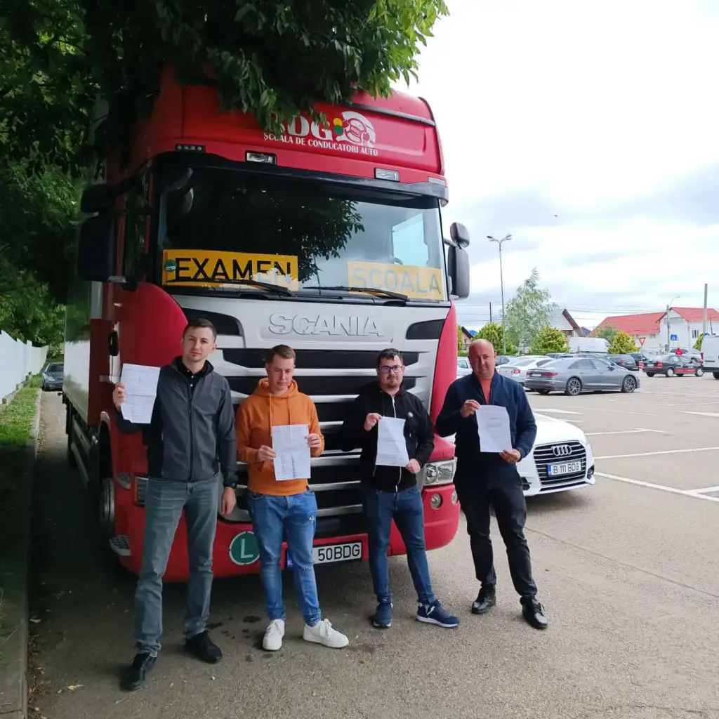 Elevi admisi, camion Scania, categoria C, scoala de soferi BDG