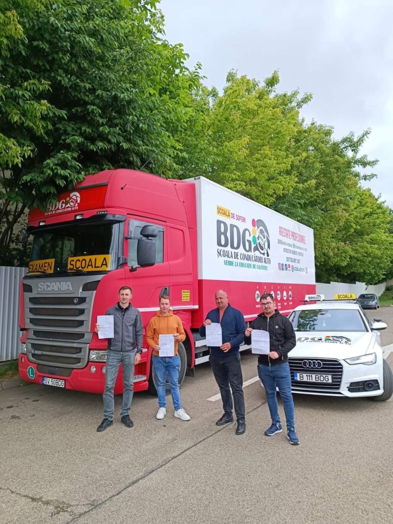 Elevi admisi, camion Scania, masina Audi, categoria B, Categoria C, scoala de soferi BDG